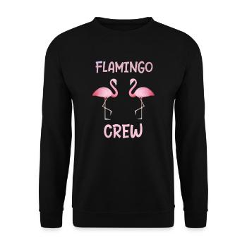 Flamingo Crew als Geschenk Flamingos Flamingo - Unisex Pullover - Schwarz - Vorne - Alina (178cm) & Michal (187cm)