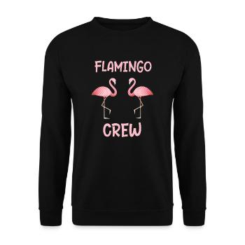 Flamingo Crew als Geschenk Flamingos wasservogel - Unisex Pullover - Schwarz - Vorne - Alina (178cm) & Michal (187cm)
