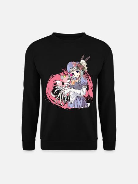 Fille manga avec chien - Sweat-shirt Unisexe - noir