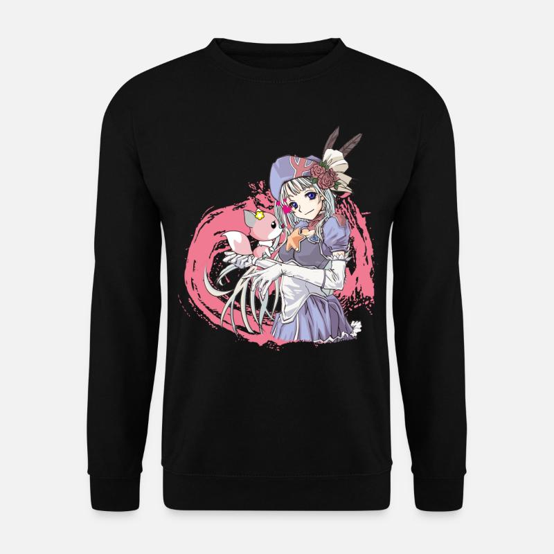 Manga Mädchen mit Hund - Unisex Pullover - Schwarz