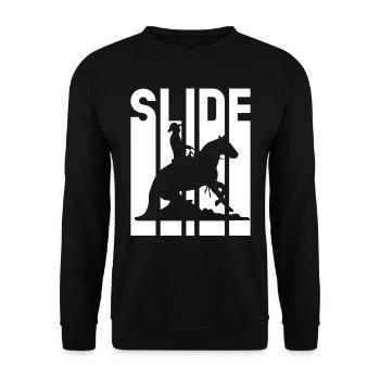 Sliding Stop Western Riding Reining Gift - Unisex Sweatshirt - black - Front - Alina (178cm) & Michal (187cm)