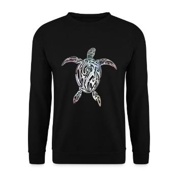 Schildkröte Maori Tribal - Unisex Pullover - Schwarz - Vorne - Alina (178cm) & Michal (187cm)