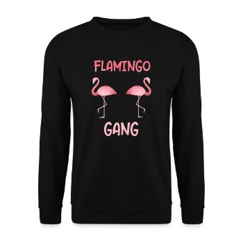 Flamingo Gang als Geschenk Flamingos party - Unisex Pullover - Schwarz - Vorne - Alina (178cm) & Michal (187cm)