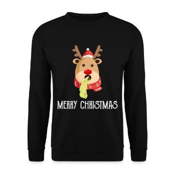 Ugly Christmas reindeer - Unisex Pullover - Schwarz - Vorne - Alina (178cm) & Michal (187cm)