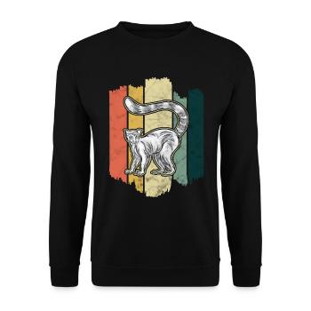 Katta Lemur Primat Madagaskar Grafik - Unisex Pullover - Schwarz - Vorne - Alina (178cm) & Michal (187cm)