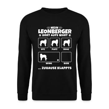 Leonberger Langhaar deutscher Wachhund - Tricks - Unisex Pullover - Schwarz - Vorne - Alina (178cm) & Michal (187cm)