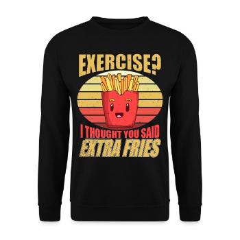 Exercise I Thought You Said Extra Fries - Sweat-shirt Unisexe - noir - Devant - Alina (178cm) & Michal (187cm)
