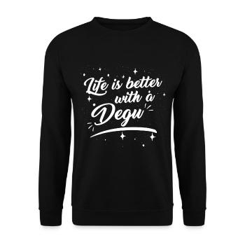 Degu rodent compression rat Chile - Life is better - Unisex Sweatshirt - black - Front - Alina (178cm) & Michal (187cm)