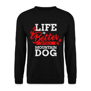 Swiss Mountain Dog Bauernhund Alm - Better Life - Unisex Sweatshirt - black - Front - Alina (178cm) & Michal (187cm)