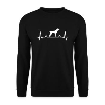 Deutsch Kurzhaar Herzschlag Vorstehhund Geschenk - Unisex Pullover - Schwarz - Vorne - Alina (178cm) & Michal (187cm)