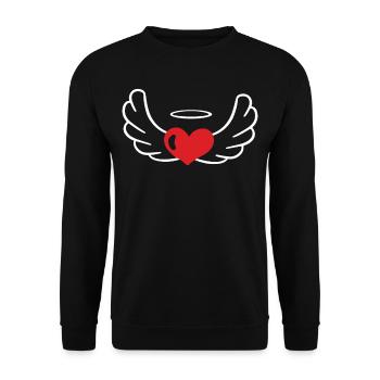 Herz mit Flügel Ich liebe dich - Unisex Pullover - Schwarz - Vorne - Alina (178cm) & Michal (187cm)