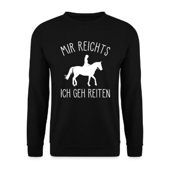 Mir reichts ich geh reiten Reiterin Geschenkidee - Unisex Pullover - Schwarz - Vorne - Alina (178cm) & Michal (187cm)