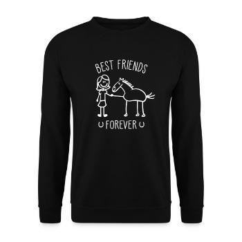 Best Friends Forever Pferd Pony Reiterin Geschenk - Unisex Pullover - Schwarz - Vorne - Alina (178cm) & Michal (187cm)
