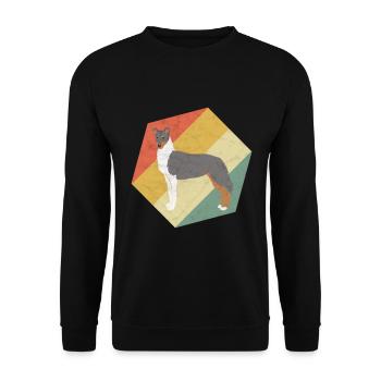Kurzhaarcollie Vintage Grafik Familienhund - Unisex Pullover - Schwarz - Vorne - Alina (178cm) & Michal (187cm)