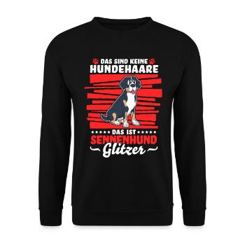 Das ist Schweizer Sennenhund Glitzer Spruch - Unisex Pullover - Schwarz - Vorne - Alina (178cm) & Michal (187cm)