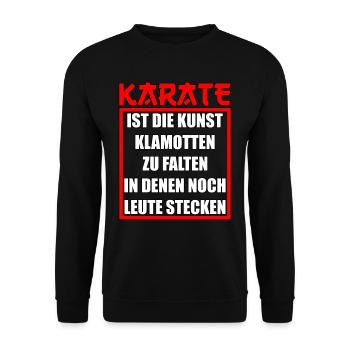 Karate Karateka Karatekämpfer Geschenk - Unisex Pullover - Schwarz - Vorne - Alina (178cm) & Michal (187cm)