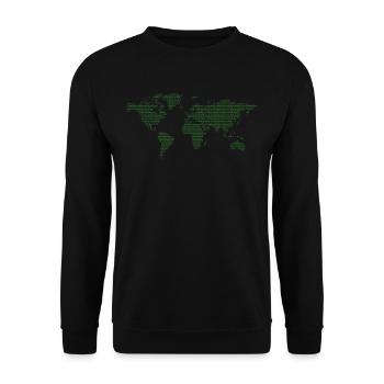 Binärcode Binär Weltkarte Welt Code - Unisex Pullover - Schwarz - Vorne - Alina (178cm) & Michal (187cm)