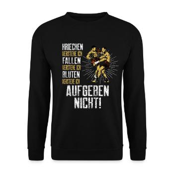Kickboxen Kämpfer mit coolem Spruch - Unisex Pullover - Schwarz - Vorne - Alina (178cm) & Michal (187cm)