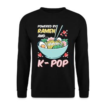 Powered by Ramen and Kpop k-pop gift saying - Unisex Sweatshirt - black - Front - Alina (178cm) & Michal (187cm)