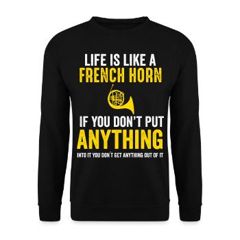 French horn music players marching band - Unisex Sweatshirt - black - Front - Alina (178cm) & Michal (187cm)