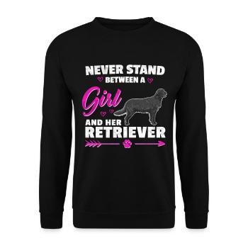 A Girl and her Flat Coated Retriever Spruch - Unisex Pullover - Schwarz - Vorne - Alina (178cm) & Michal (187cm)