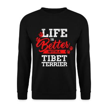 Life is better with a Tibetan Terrier herding dog - Unisex Sweatshirt - black - Front - Alina (178cm) & Michal (187cm)
