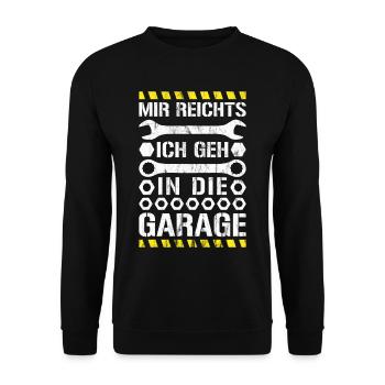 Mir Reichts Ich Geh In Die Garage KFZ Mechaniker - Unisex Pullover - Schwarz - Vorne - Alina (178cm) & Michal (187cm)