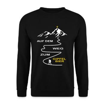Auf dem Weg zum Gipfelbier - Unisex Pullover - Schwarz - Vorne - Alina (178cm) & Michal (187cm)