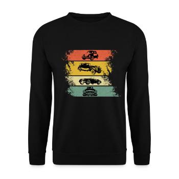 Retro Vintage Oldtimer Autos Cars - Unisex Pullover - Schwarz - Vorne - Alina (178cm) & Michal (187cm)