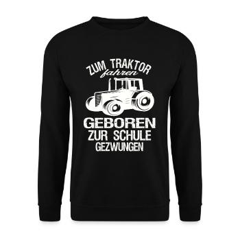 Landwirt mit Bauernhof - Unisex Pullover - Schwarz - Vorne - Alina (178cm) & Michal (187cm)