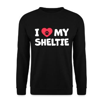 I love my Shetland Sheepdog Sheltie gift - Unisex Sweatshirt - black - Front - Alina (178cm) & Michal (187cm)