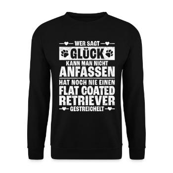 Flat Coated Retriever streicheln lustiger Spruch - Unisex Pullover - Schwarz - Vorne - Alina (178cm) & Michal (187cm)