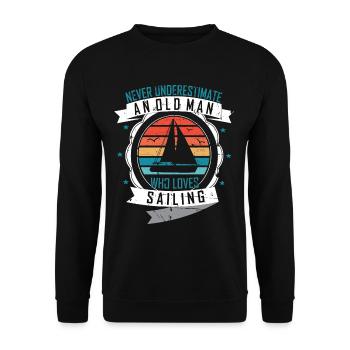 Unterschätze niemals einen alten Mann - Unisex Pullover - Schwarz - Vorne - Alina (178cm) & Michal (187cm)