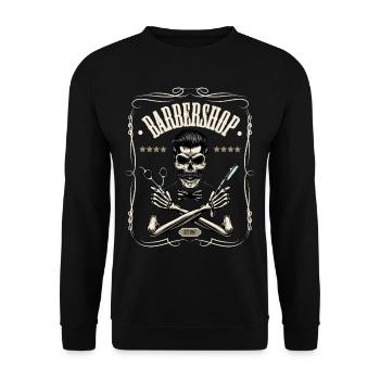 Barbershop Friseur Friseurin Frisör Geschenk - Unisex Pullover - Schwarz - Vorne - Alina (178cm) & Michal (187cm)