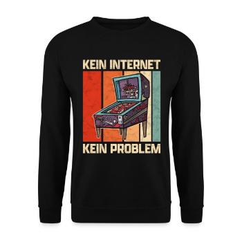 Pinball kein Internet Flipperautomat Arcade Spruch - Unisex Pullover - Schwarz - Vorne - Alina (178cm) & Michal (187cm)