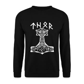 thor hammer - Unisex Sweatshirt - black - Front - Alina (178cm) & Michal (187cm)