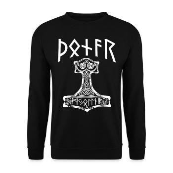 donar thor runen hammer - Sweat-shirt Unisexe - noir - Devant - Alina (178cm) & Michal (187cm)