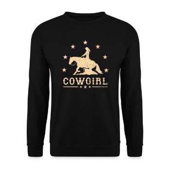 Western Équitation Reining Cavalier Cadeau Amour des chevaux - Sweat-shirt Unisexe - noir - Devant - Alina (178cm) & Michal (187cm)