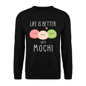 Life Is Better With Mochi Japanese Ice Cream Gift - Unisex Sweatshirt - black - Front - Alina (178cm) & Michal (187cm)