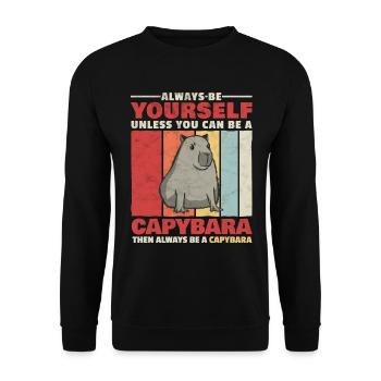 Sois un capybara drôle de cochon d’eau - Sweat-shirt Unisexe - noir - Devant - Alina (178cm) & Michal (187cm)