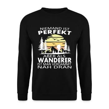Wandern lustiger Spruch - Unisex Pullover - Schwarz - Vorne - Alina (178cm) & Michal (187cm)