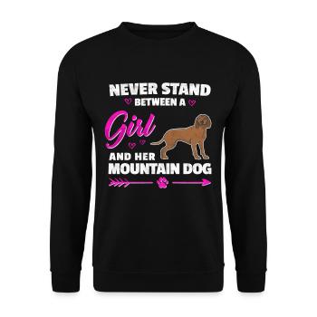 Ein Mädchen und ihr Bayerischer Gebirgsschweißhund - Unisex Pullover - Schwarz - Vorne - Alina (178cm) & Michal (187cm)