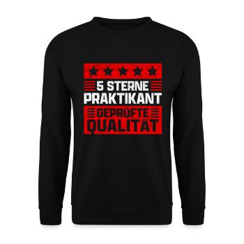 5 Sterne Praktikant lustiger Praktikanten Spruch - Unisex Pullover - Schwarz - Vorne - Alina (178cm) & Michal (187cm)