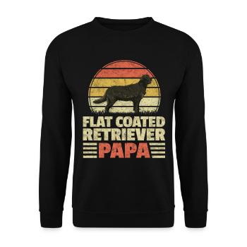 Flat Coated Retriever Papa Retriever Geschenk - Unisex Pullover - Schwarz - Vorne - Alina (178cm) & Michal (187cm)