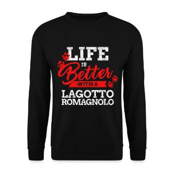 Vivre avec Lagotto Romagnol chien de truffe Renard - Sweat-shirt Unisexe - noir - Devant - Alina (178cm) & Michal (187cm)
