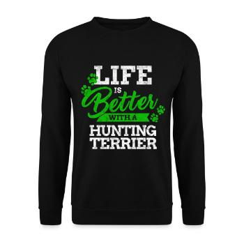 Vivre avec le terrier chasseur allemand Rengain - Sweat-shirt Unisexe - noir - Devant - Alina (178cm) & Michal (187cm)