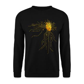 Herz CPU Prozessor - Unisex Pullover - Schwarz - Vorne - Alina (178cm) & Michal (187cm)