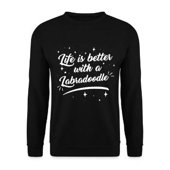 Vivre avec Labradoodle drôle rengaine - Sweat-shirt Unisexe - noir - Devant - Alina (178cm) & Michal (187cm)