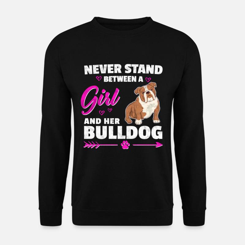 Mädchen mit Olde English Bulldogge Spruch - Unisex Pullover - Schwarz