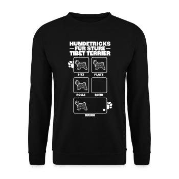 Tibet Terrier Hundetricks Terrier Hunde Geschenk - Unisex Pullover - Schwarz - Vorne - Alina (178cm) & Michal (187cm)